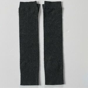 Pure Cashmere Fingerless Gloves New Long Wrist Warmers Women’s Charcoal Gray